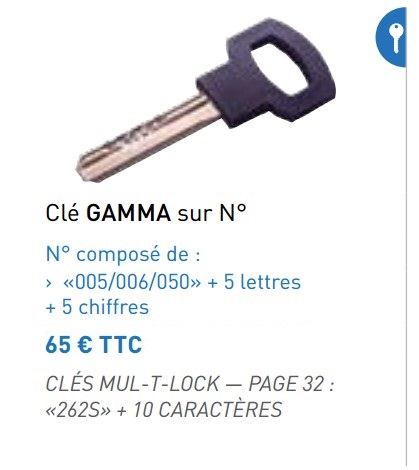 Reproduction de clef : Clé Carmine compatible PTT/La Poste